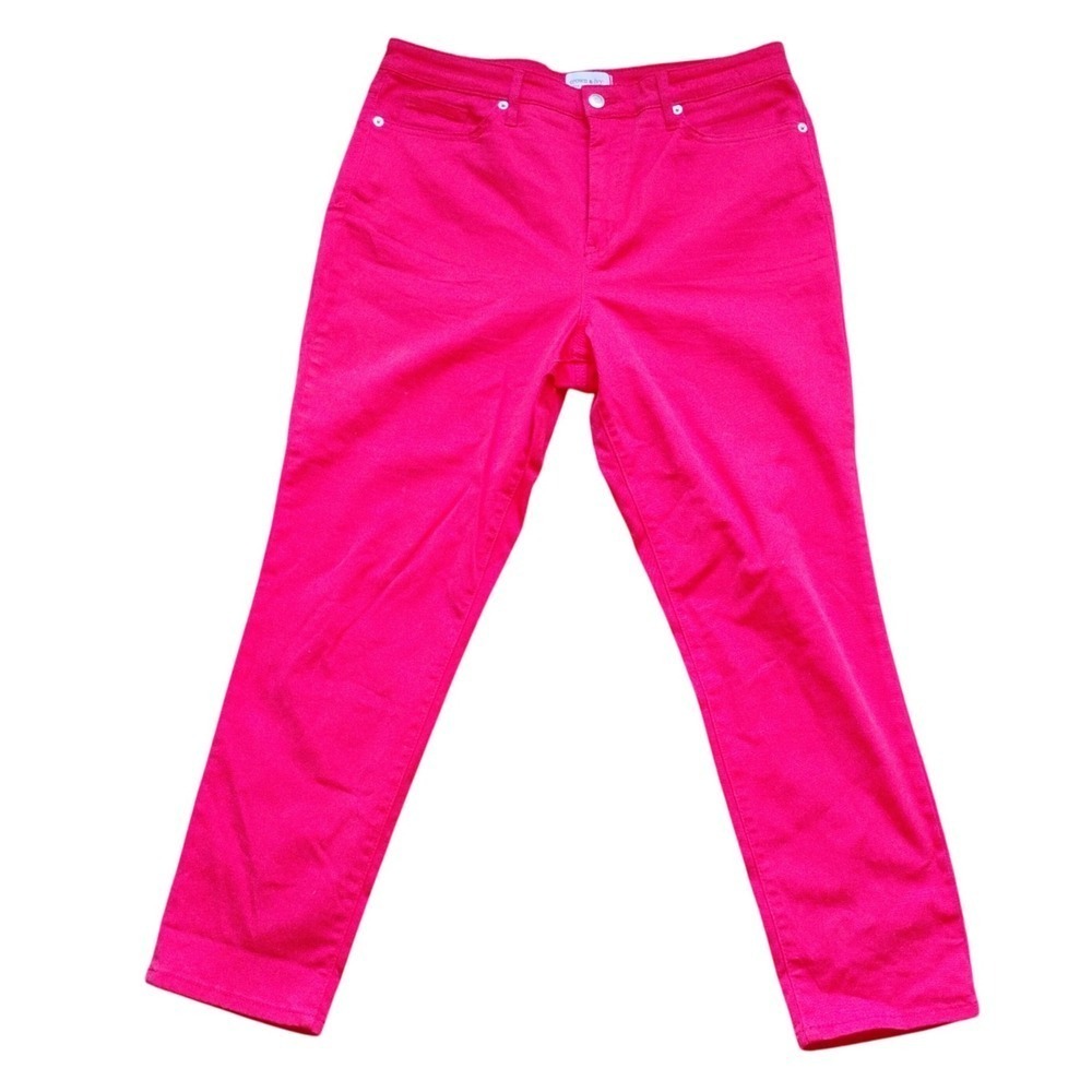 NWOT  Crown & Ivy bright Red  High-Rise Skinny Crop Pants Women's Size 14 Reg.